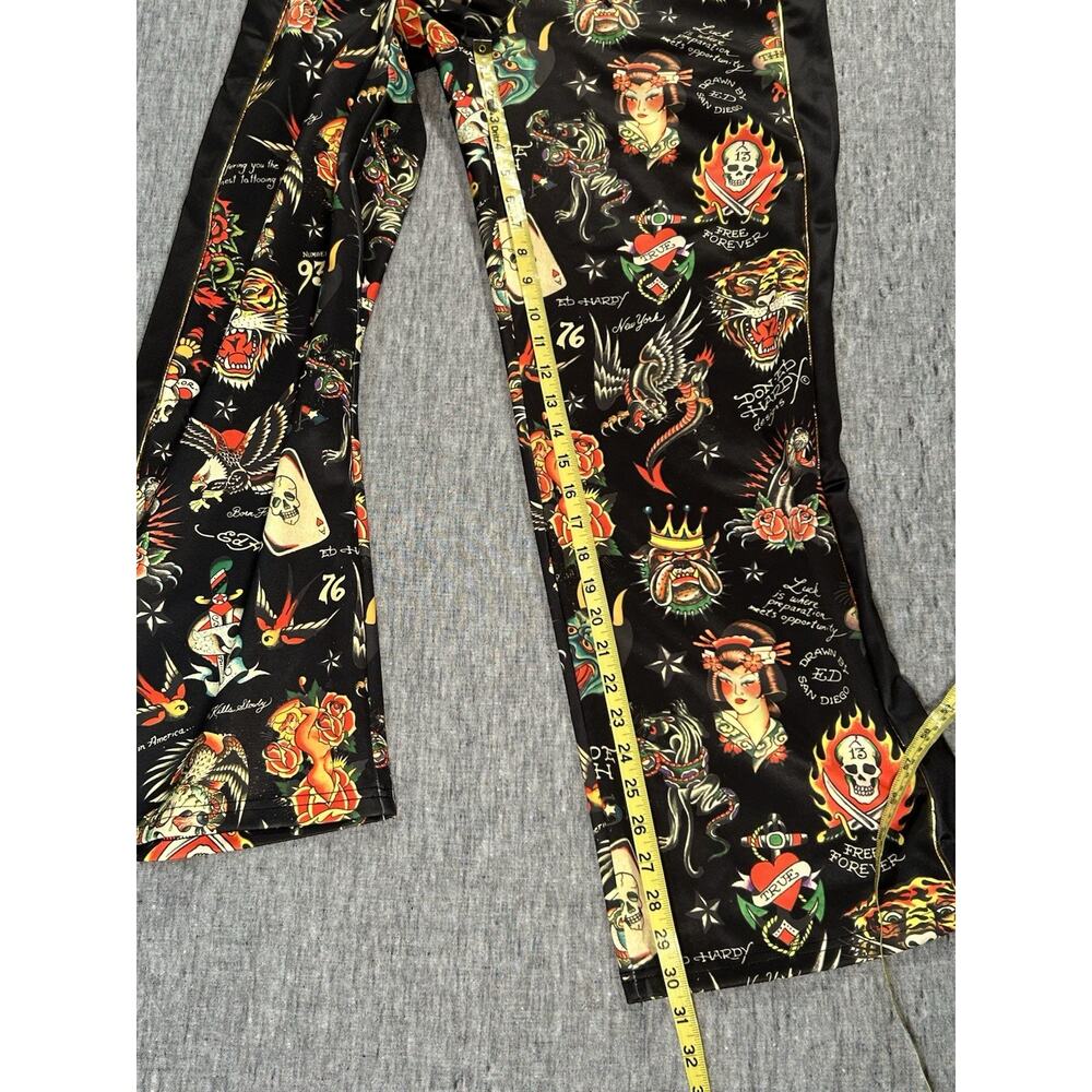 Ed Hardy Flashboard Track Pants Womens Small Black Stretch Embroidered Tattoo - Picture 11 of 16